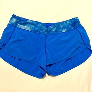 LULULEMON Run Times Shorts Blue Wash Top Blue Color Size 8 - 2.5”